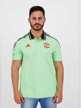 Size. 2XX  Manchester United adidas Mint Green Polo with Black Trim